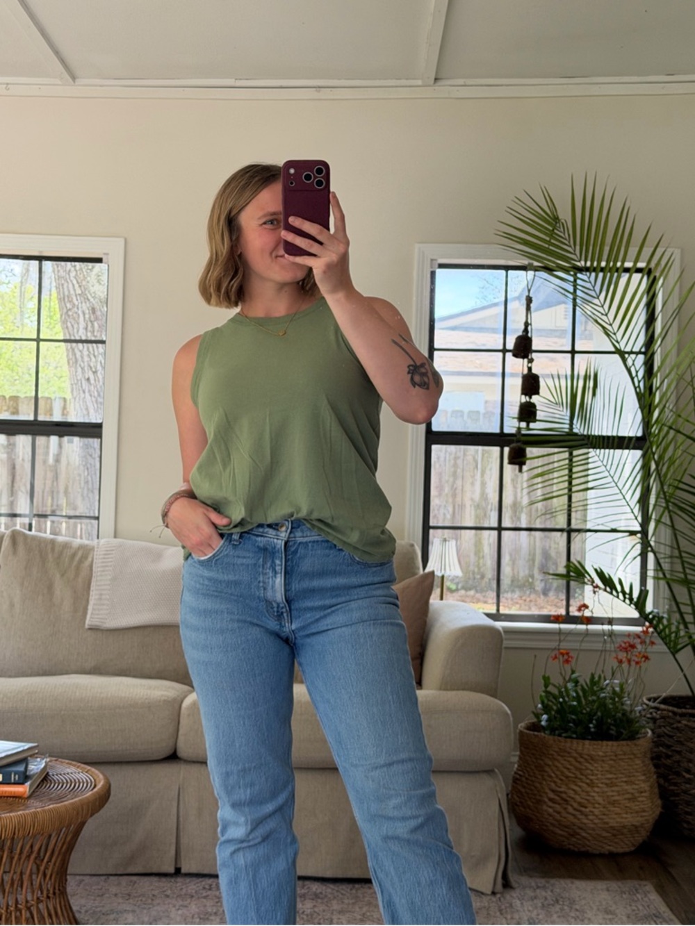 Olive Green Sleeveless Tank Top